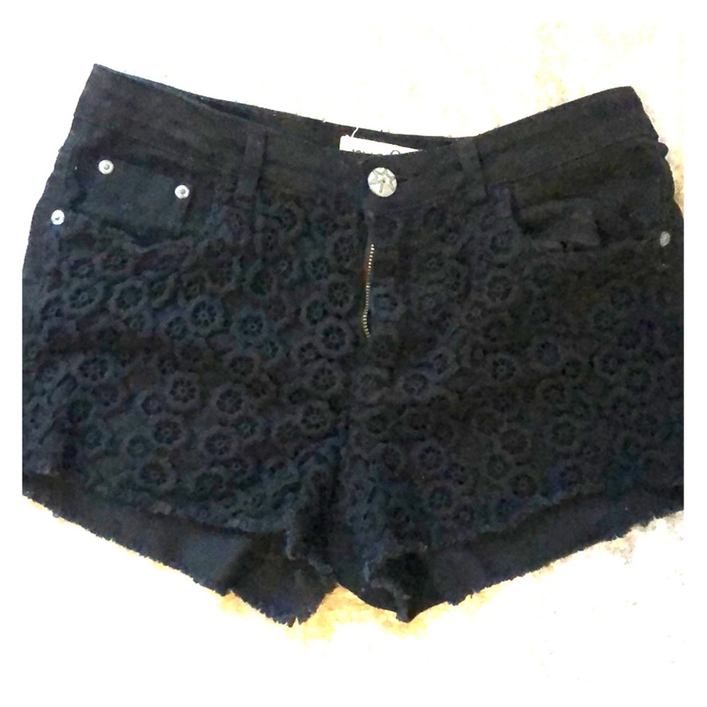 Black denim shorts